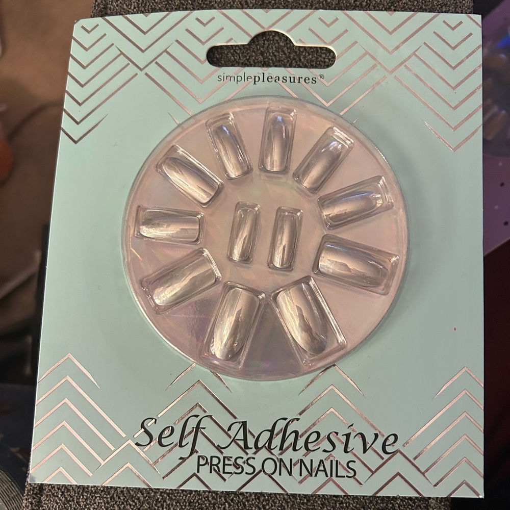 NEW SimplePleasures Self Adhesive Silver Press On Nails